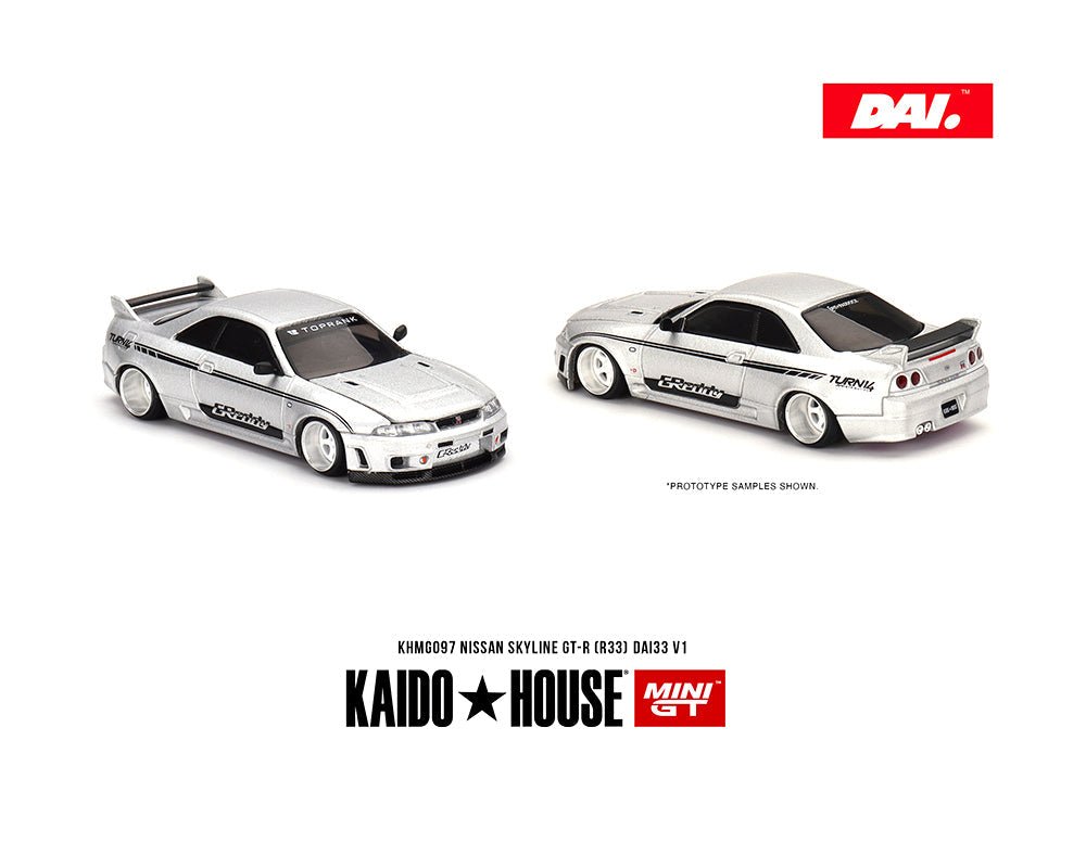 Auto a escala marca Kaido House, Modelo Nissan Skyline GT - R (R33) DAI33 V1 - Chido Toys