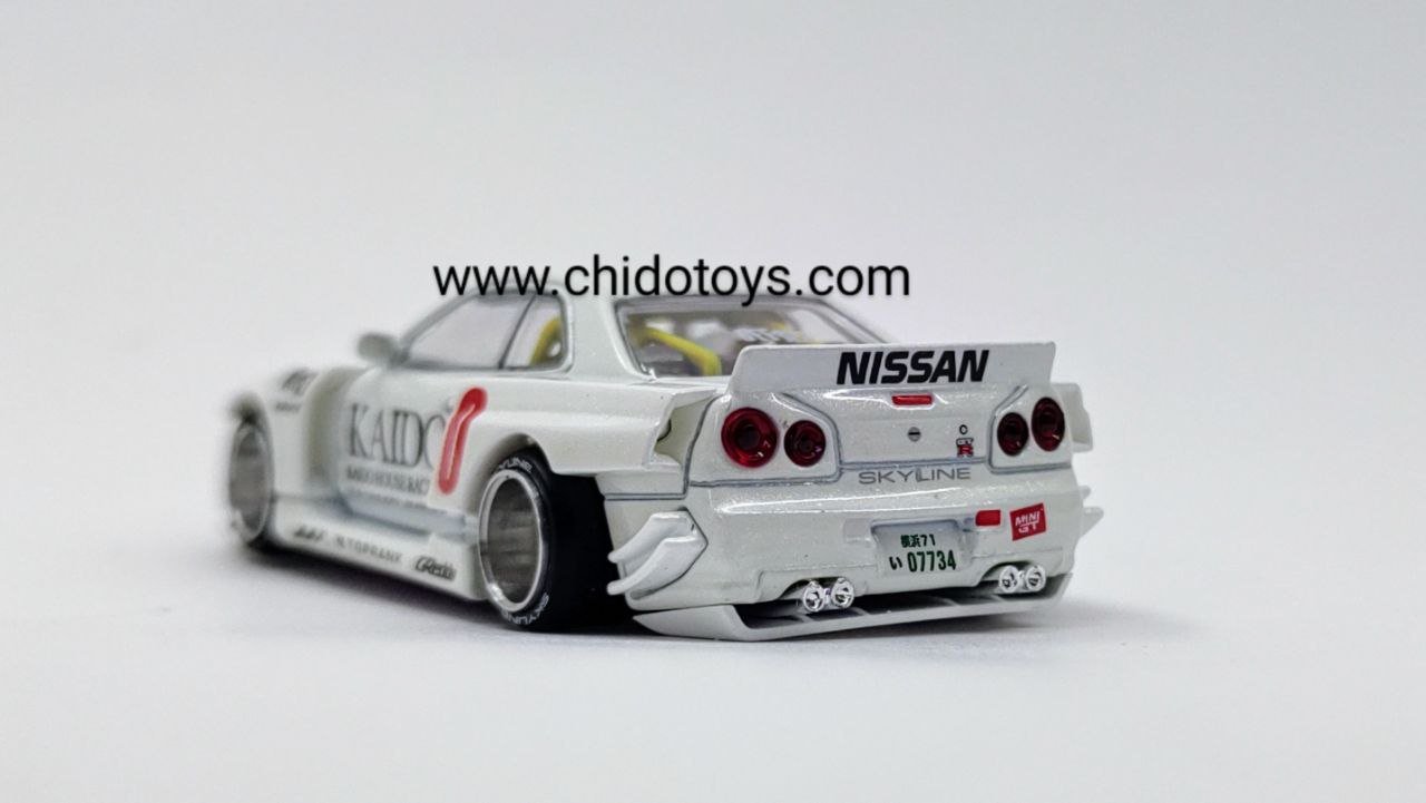 Auto a escala marca Kaido House, Modelo Nissan Skyline GT - R (R34) - Chido Toys