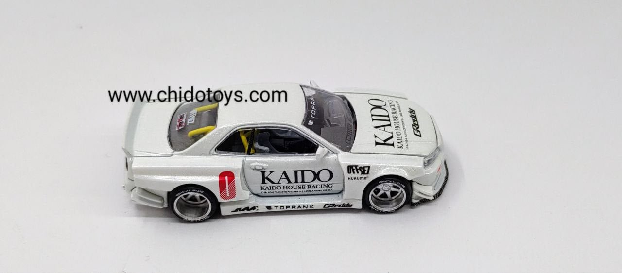 Auto a escala marca Kaido House, Modelo Nissan Skyline GT - R (R34) - Chido Toys