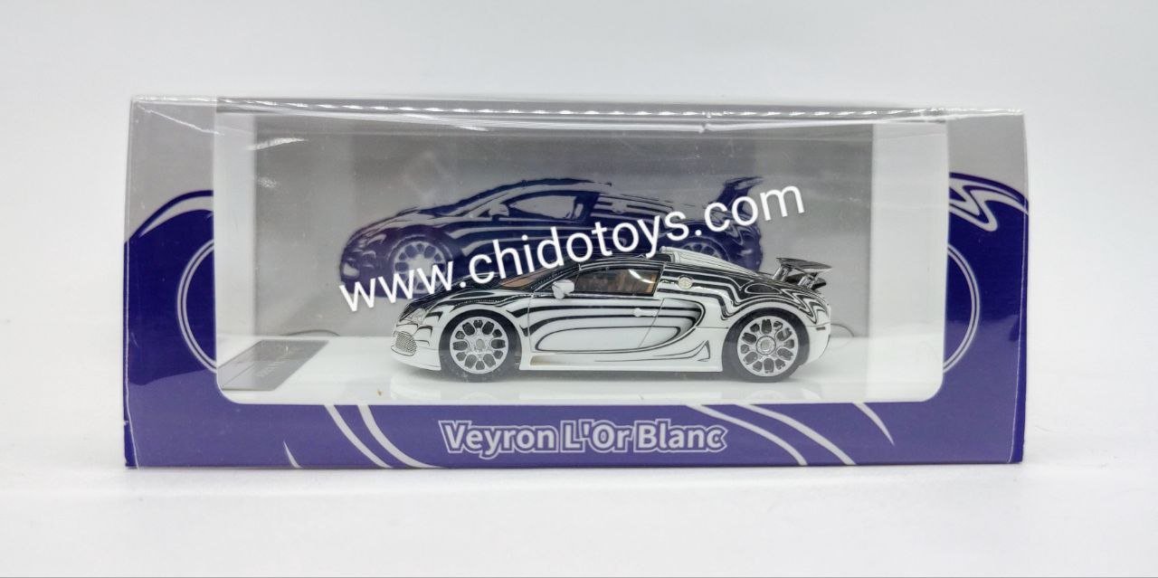 Scale model car LJM brand Bugatti Veyron L'or Blanc (glows in the