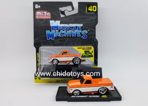 Auto a escala marca Maisto "Muscle Machines", Modelo Chevrolet C10 Pickup 1972 - Chido Toys