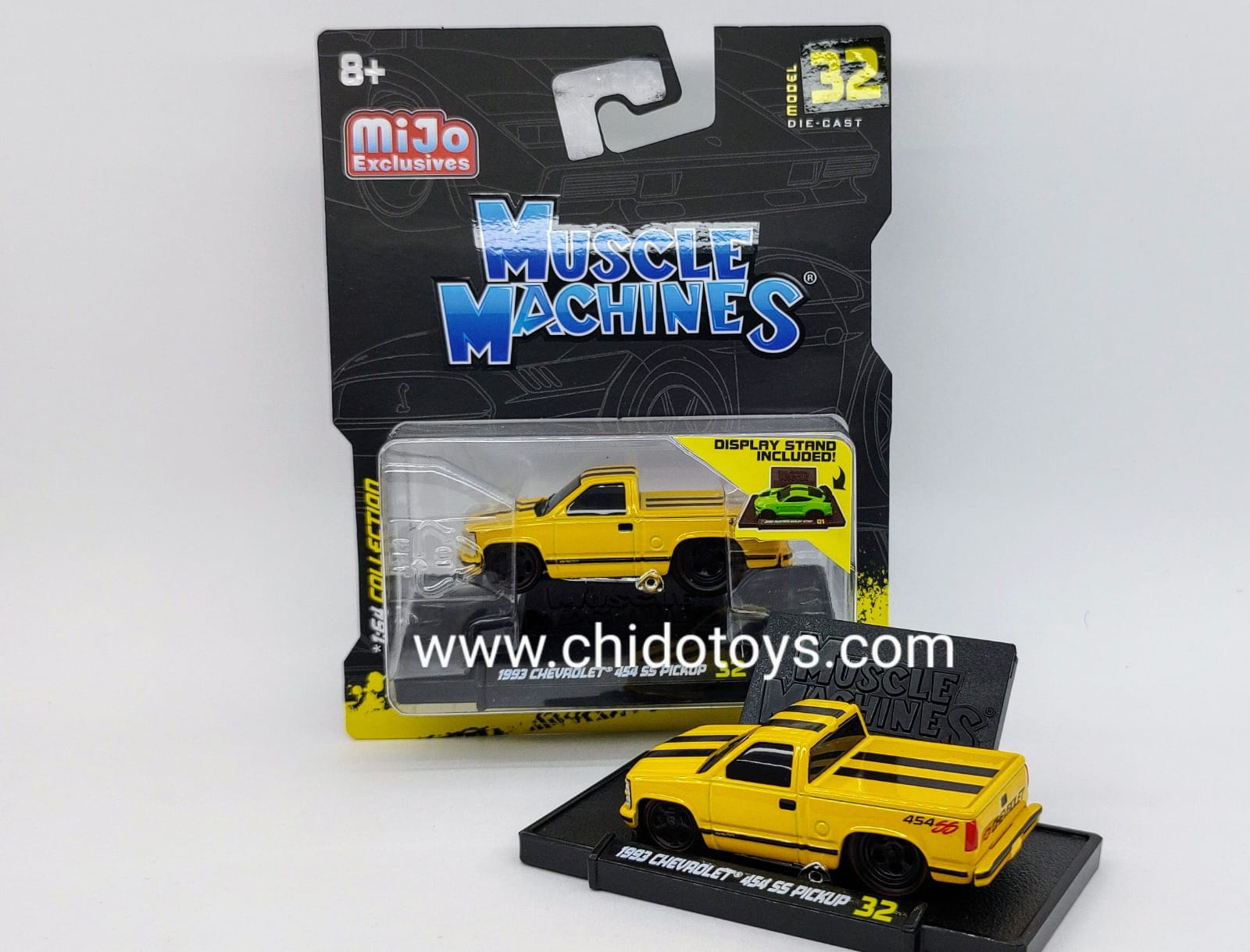 Auto a escala marca Maisto "Muscle Machines", ModeloChevrolet 454 SS Pickup 1993 - Chido Toys