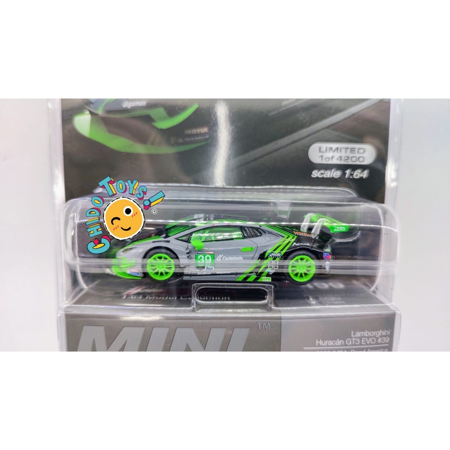 Auto a escala Marca Mini GT, Lamborghini Huracan GT3 EVO CHASE - Chido Toys