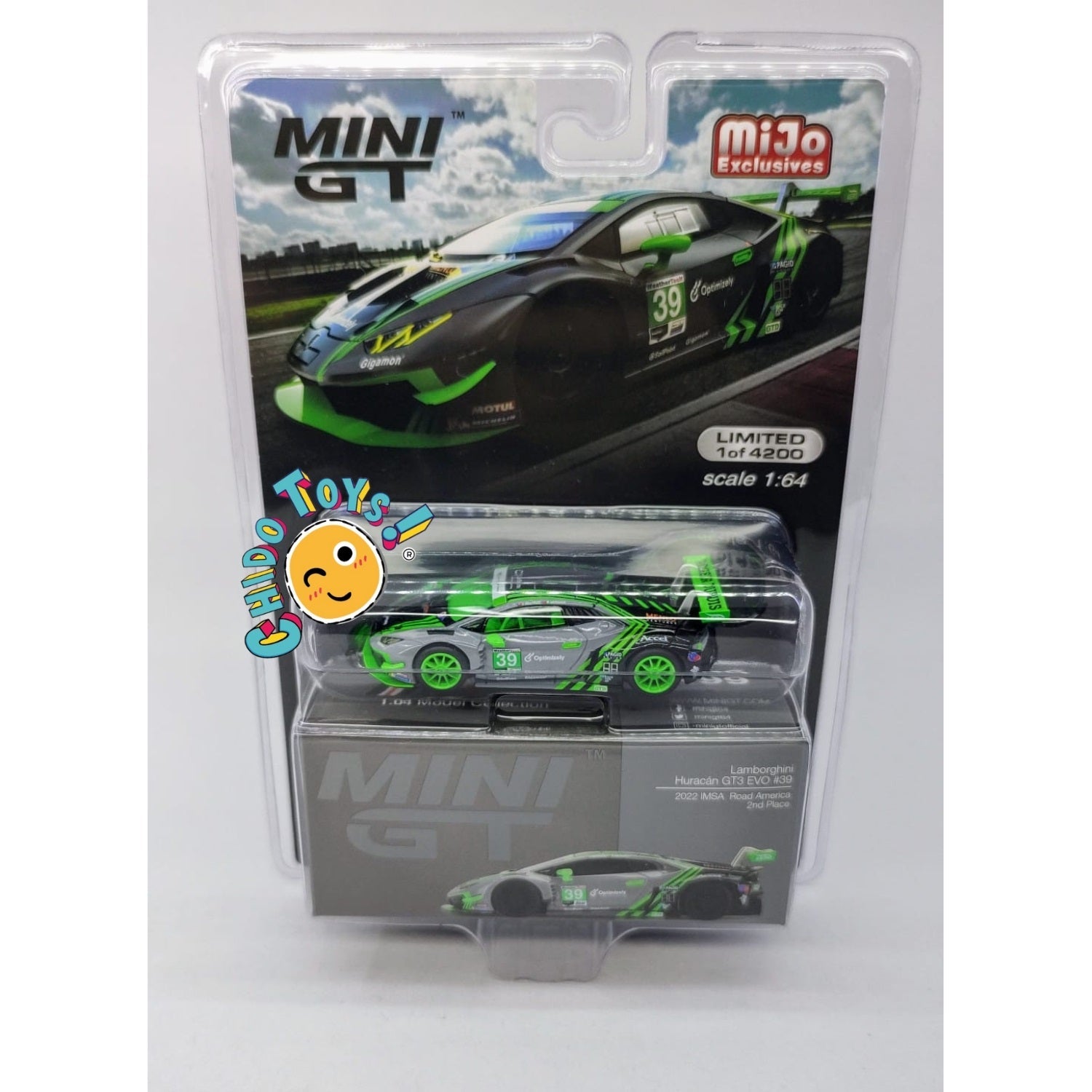 Auto a escala Marca Mini GT, Lamborghini Huracan GT3 EVO CHASE - Chido Toys