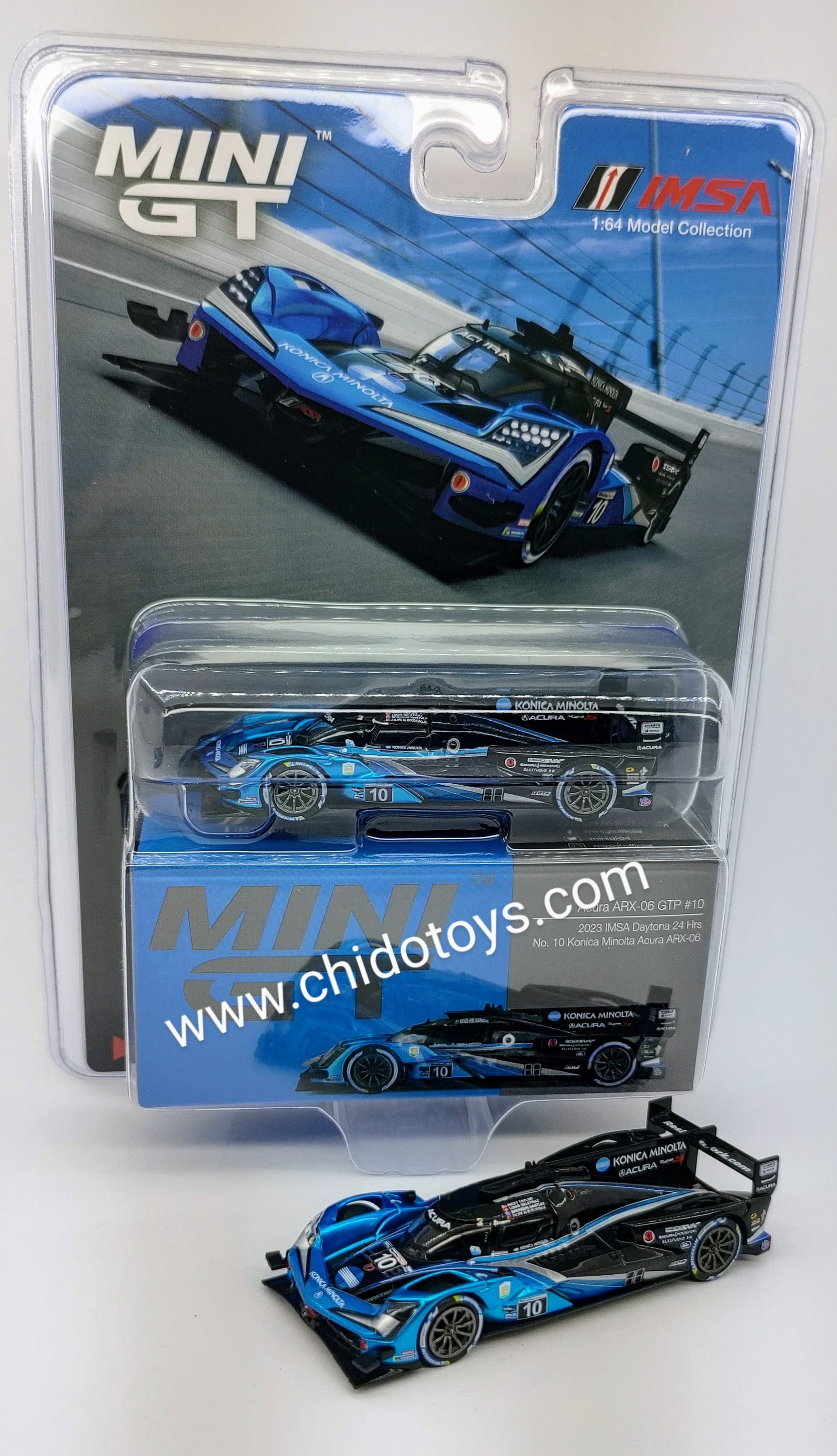 Auto a escala marca Mini GT, Modelo ACURA ARX GTP #10 IMSA 2023 - Chido Toys