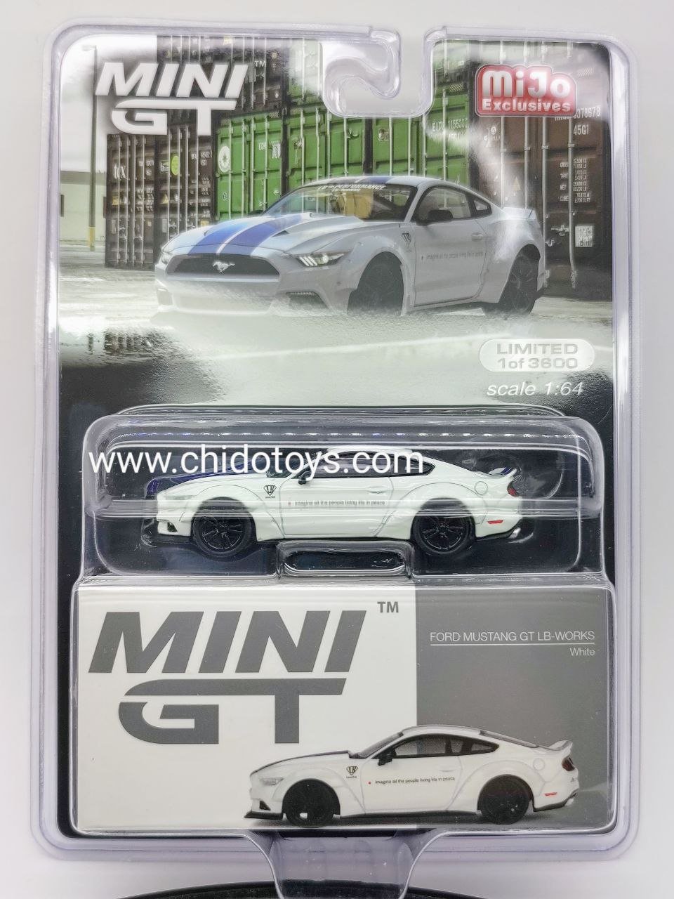 Auto a escala marca Mini GT, Modelo FORD MUSTANG GT LB - WORKS - Chido Toys