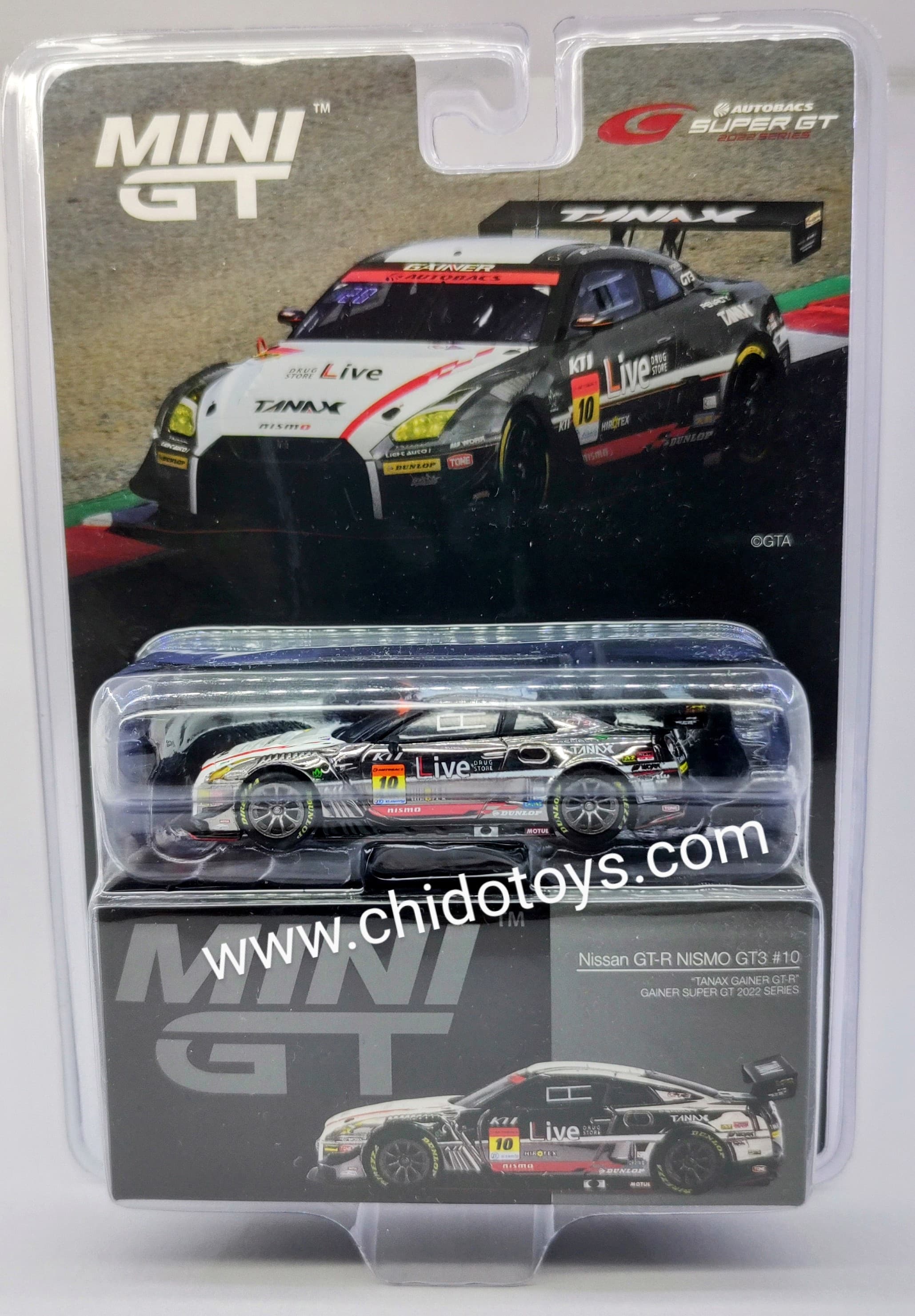 Auto a escala marca Mini Gt Modelo GT - R R35 Nismo GT3 TANAX - Chido Toys