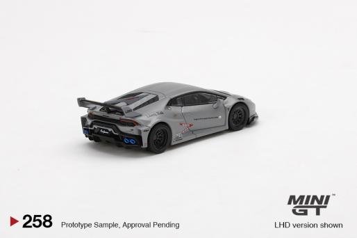 Auto a escala marca Mini GT, modelo Lamborghini Huracán Fighters Works - Chido Toys