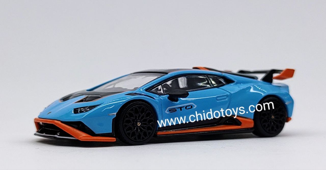 Auto a escala Marca Mini GT, Modelo Lamborghini Huracán STO Blu Laufey - Chido Toys