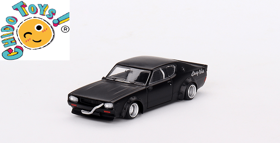 Auto a escala marca Mini GT, Modelo Nissan Skyline Kenmeri Liberty Walk – Negro Mate– - Chido Toys