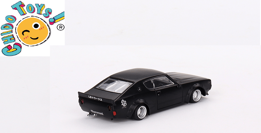 Auto a escala marca Mini GT, Modelo Nissan Skyline Kenmeri Liberty Walk – Negro Mate– - Chido Toys