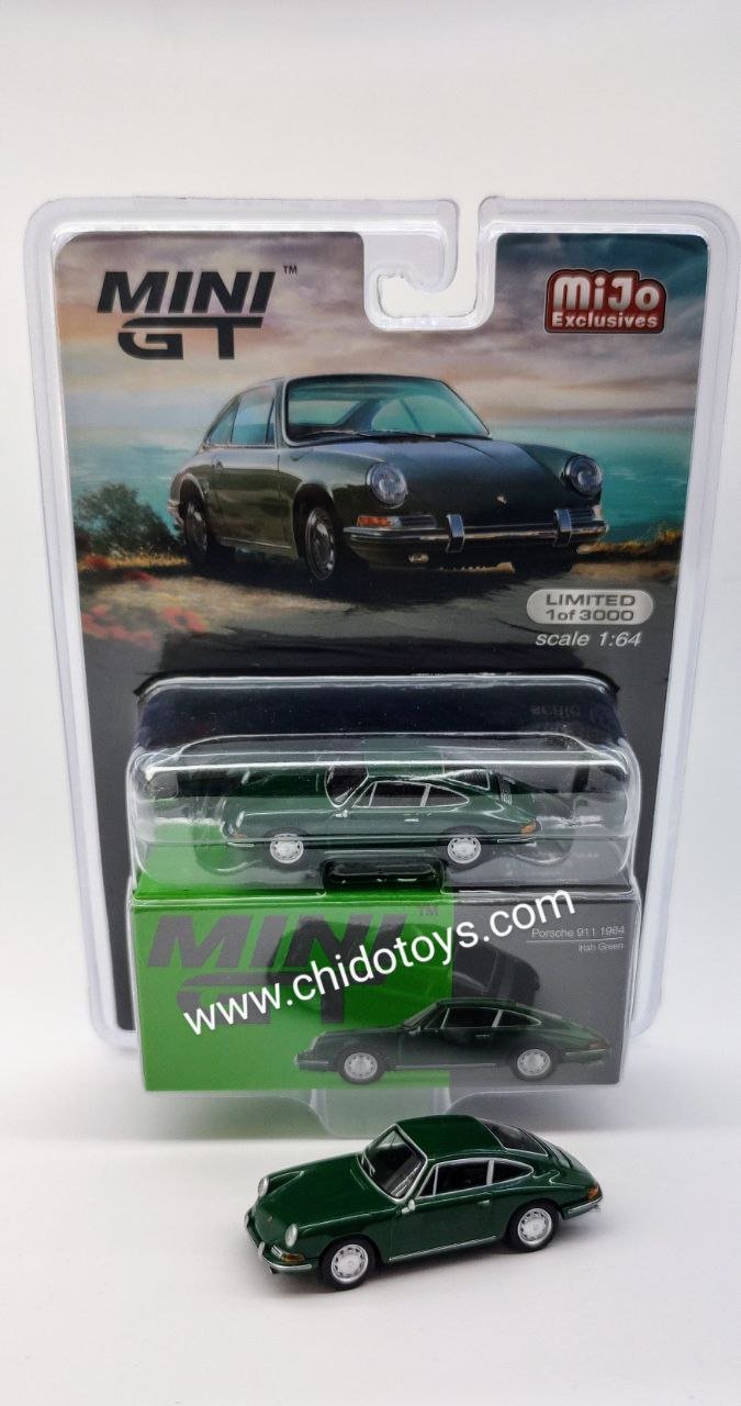 Auto a escala marca Mini GT, Modelo Porsche 911, 1964, Verde Irlandés - Chido Toys