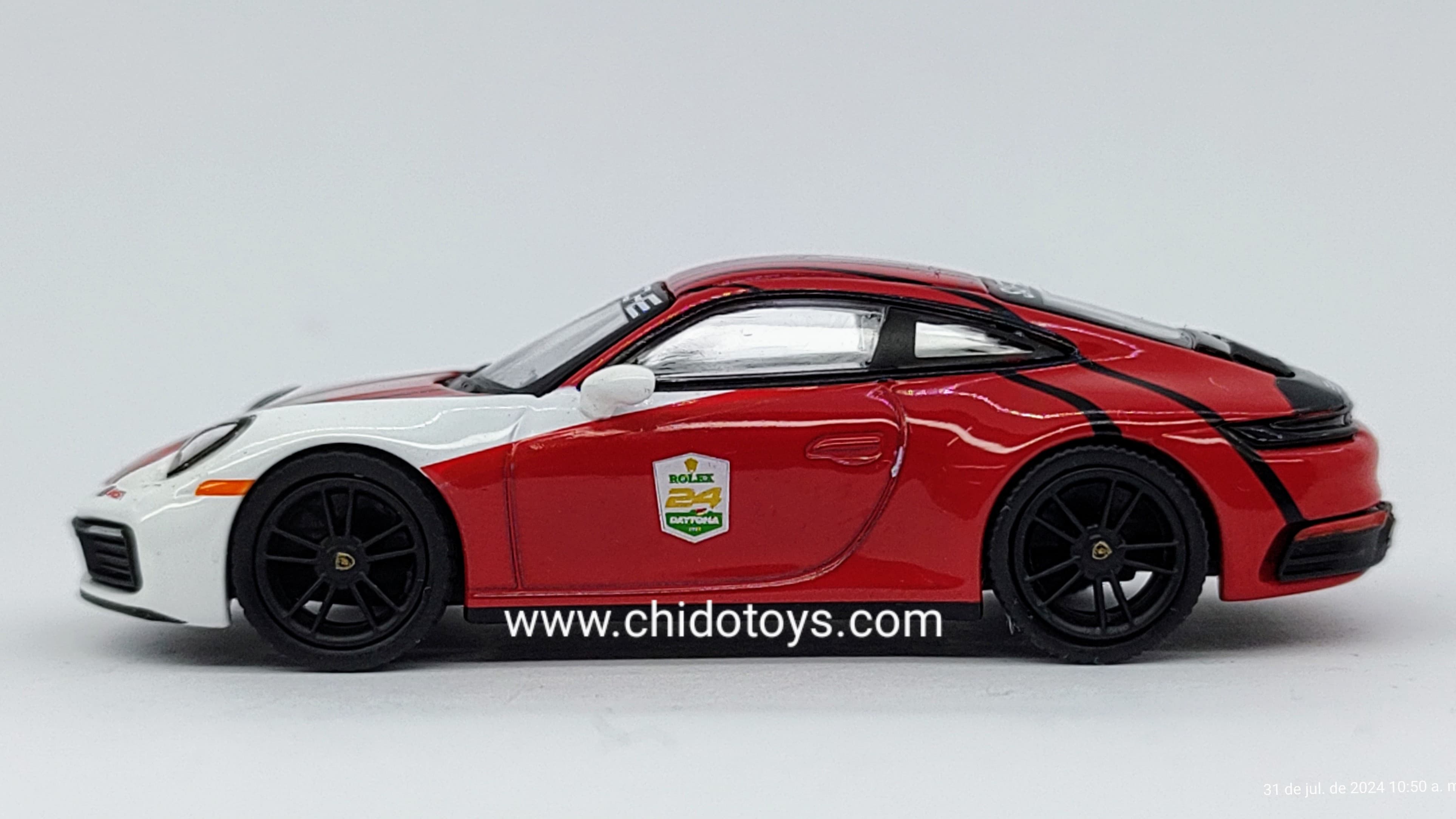 Auto a escala marca Mini GT Modelo Porsche 911 Carrera S, Safety Car IMSA 2023 - Chido Toys