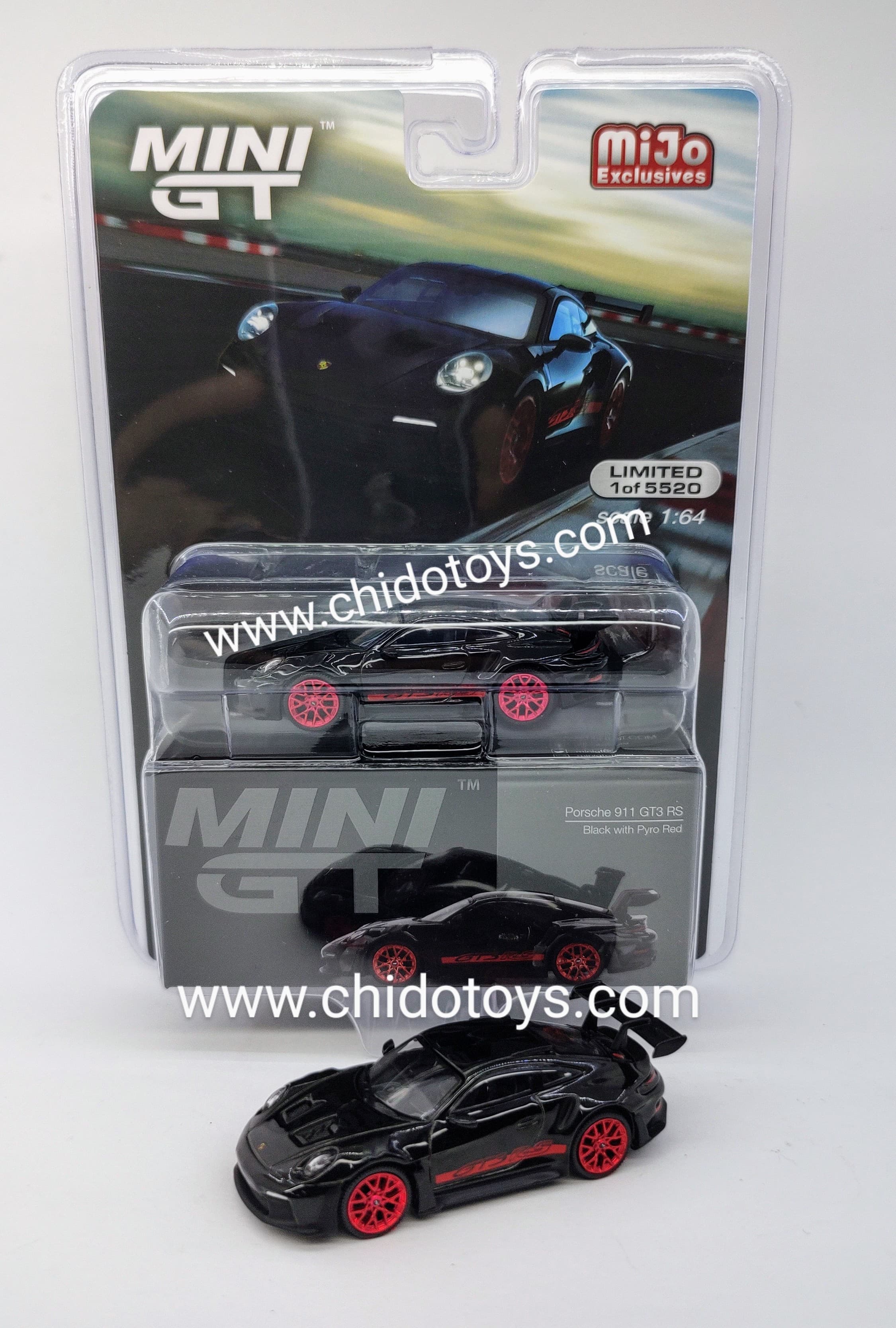 Auto a escala marca Mini GT, Modelo Porsche 911 GT3 RS Black - Chido Toys