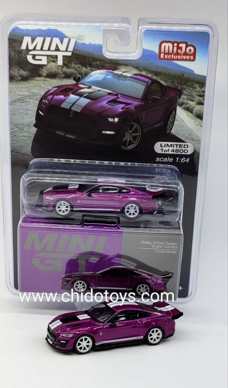 Auto a escala marca Mini GT, Modelo Shelby GT 500 Dragon Snake Concept - Chido Toys