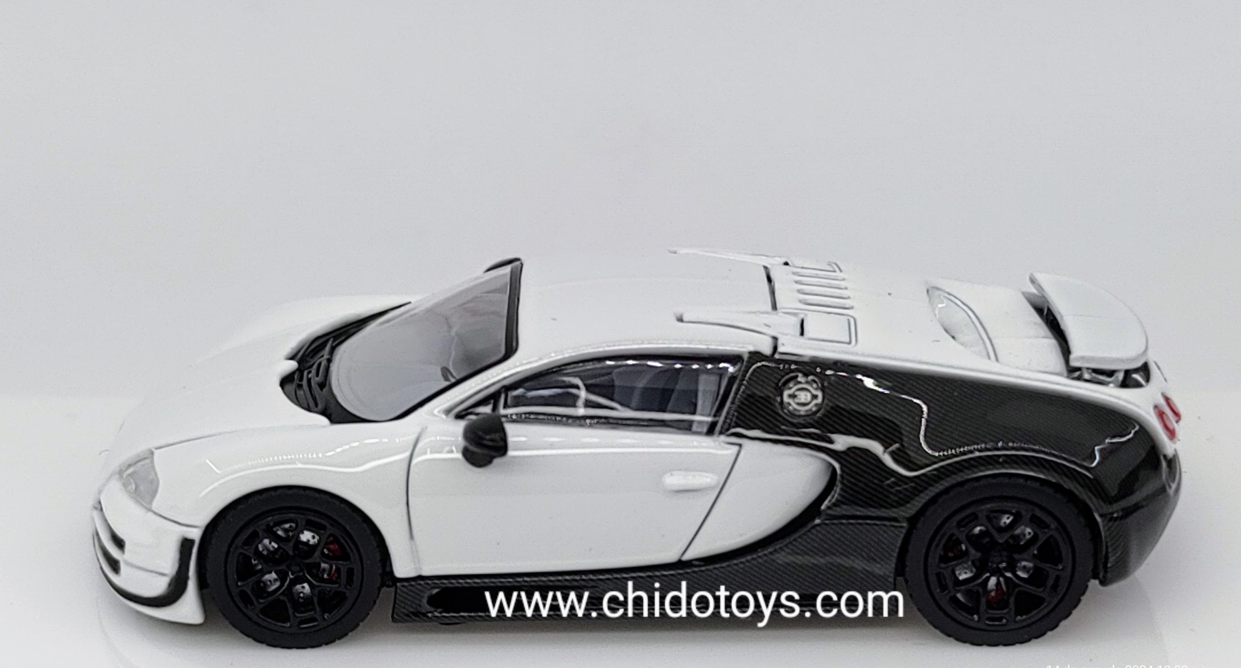 Auto a escala marca Mortal, Modelo Bugatti Veyron Blanco - Chido Toys