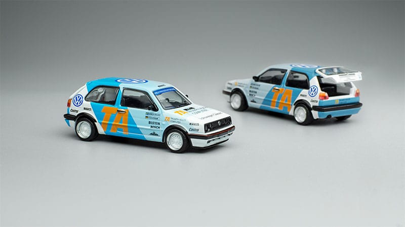 Auto a escala marca Pop Race, modelo Volksagen golf GT1 MK2 WRC 1986 - Chido Toys