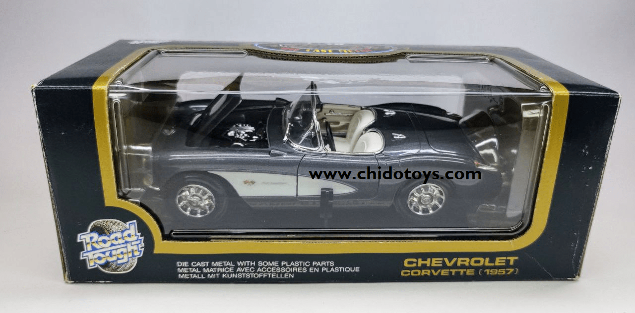 Auto a escala marca Road Tough, Modelo Chevrolet Corvette 1957 - Chido Toys