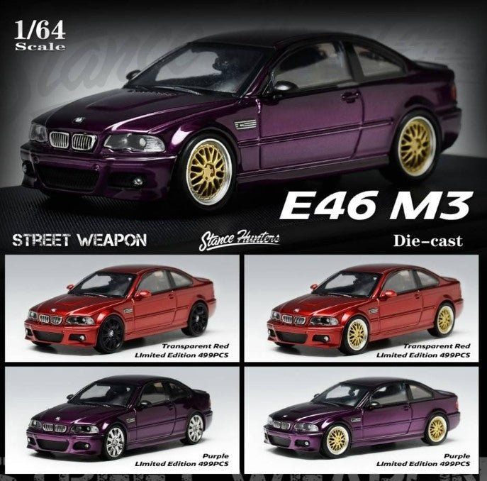 Auto a escala marca Stance Hunters, modelo E46 BMW M3 - Chido Toys