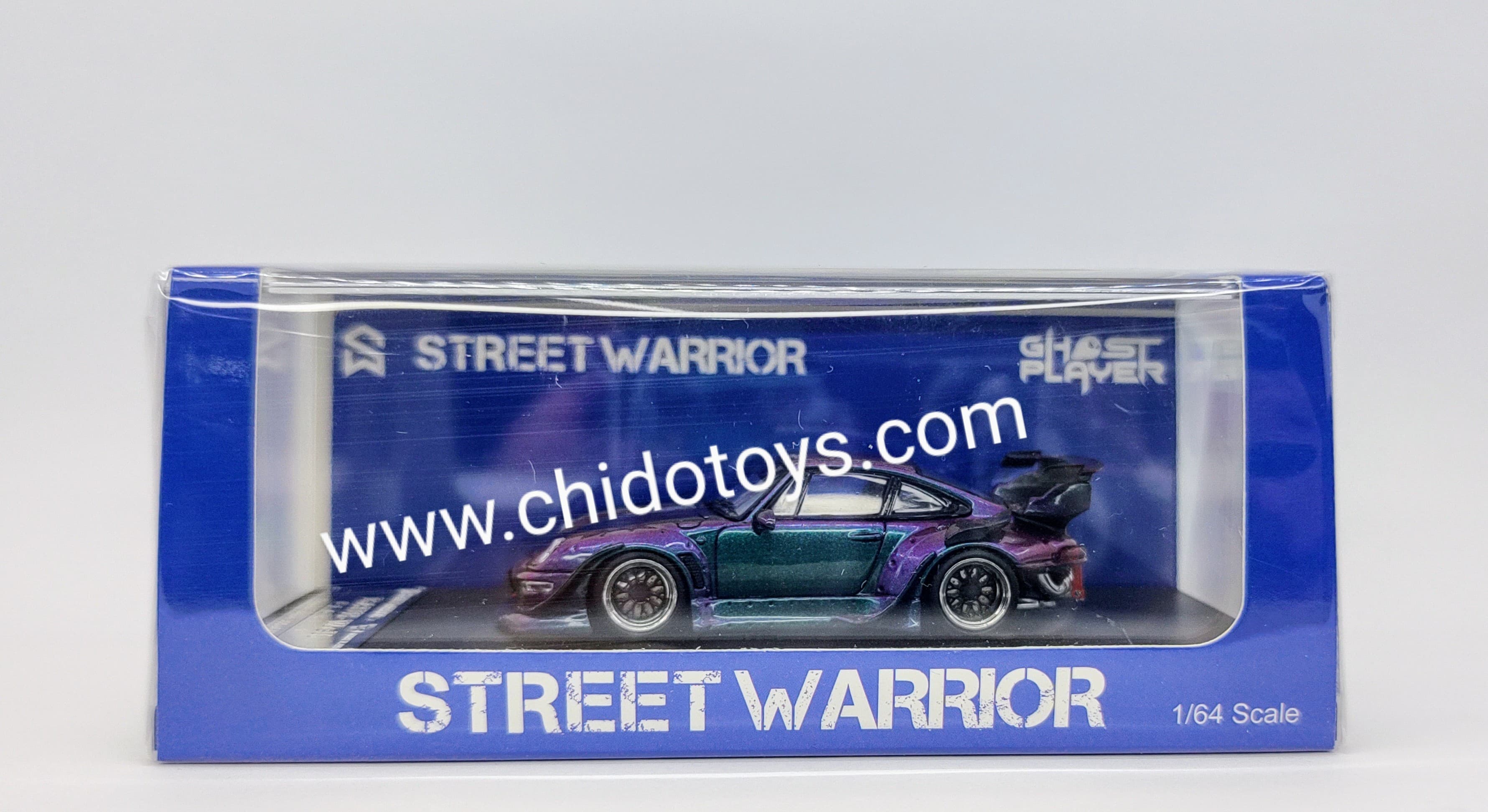 Auto a escala marca Steet Weapon, Modelo RWB 993, Camaleón - Chido Toys