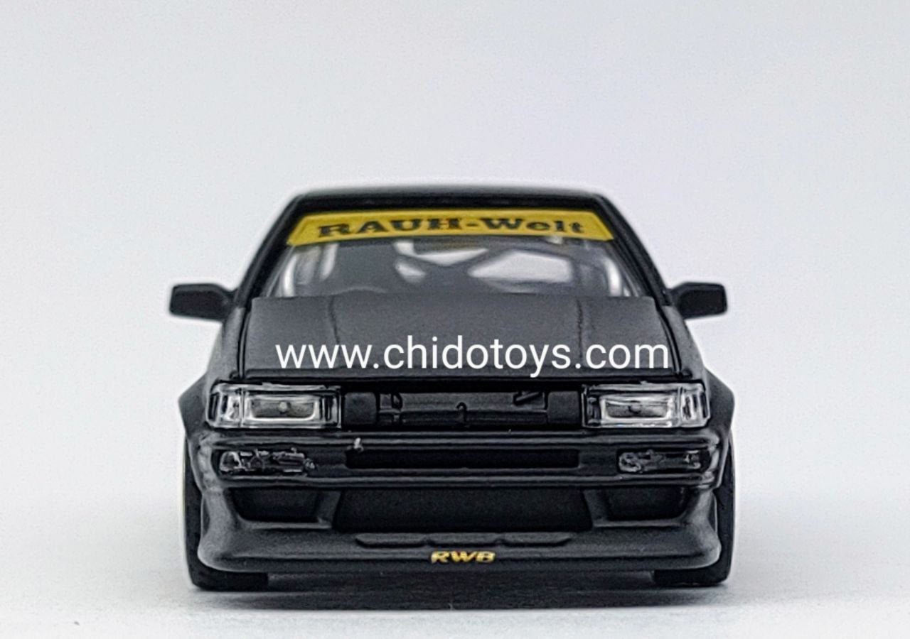 Auto a escala marca Street Weapon, Modelo Toyota AE86 Negro Mate - Chido Toys