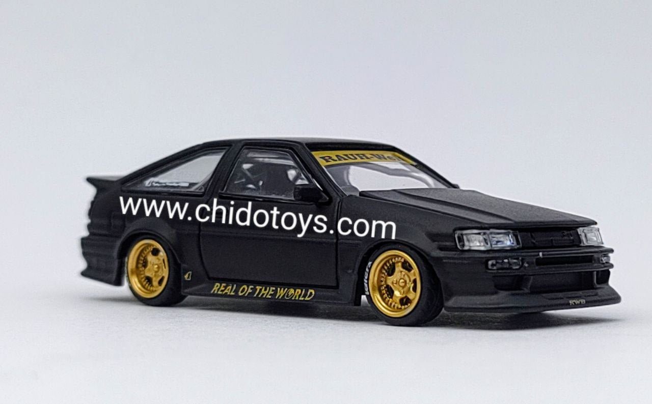 Auto a escala marca Street Weapon, Modelo Toyota AE86 Negro Mate - Chido Toys