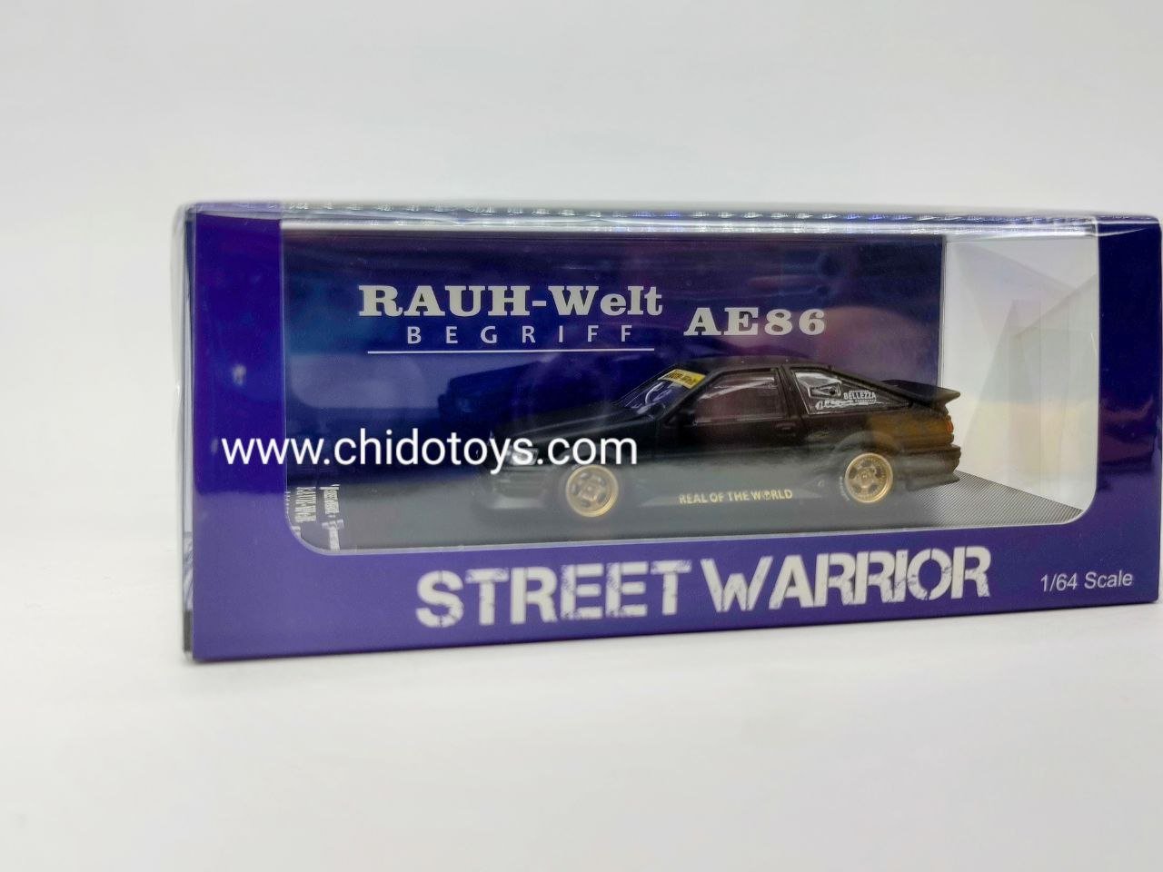 Auto a escala marca Street Weapon, Modelo Toyota AE86 Negro Mate - Chido Toys