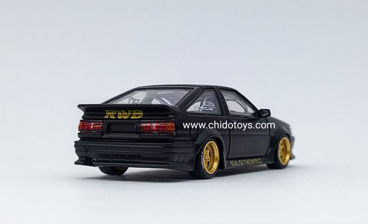 Auto a escala marca Street Weapon, Modelo Toyota AE86 Negro Mate - Chido Toys