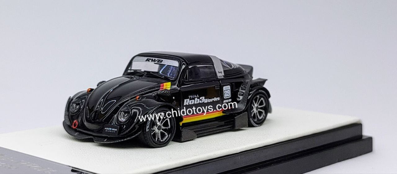 Auto a escala marca Time Micro, Modelo Beetle Negro - Chido Toys