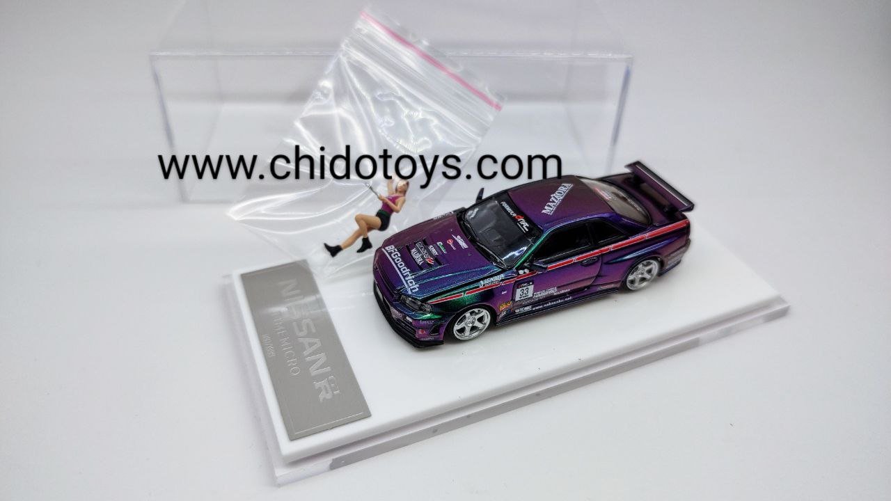 Auto a escala marca Time Micro, Modelo Nissan GT - R R34 - Chido Toys