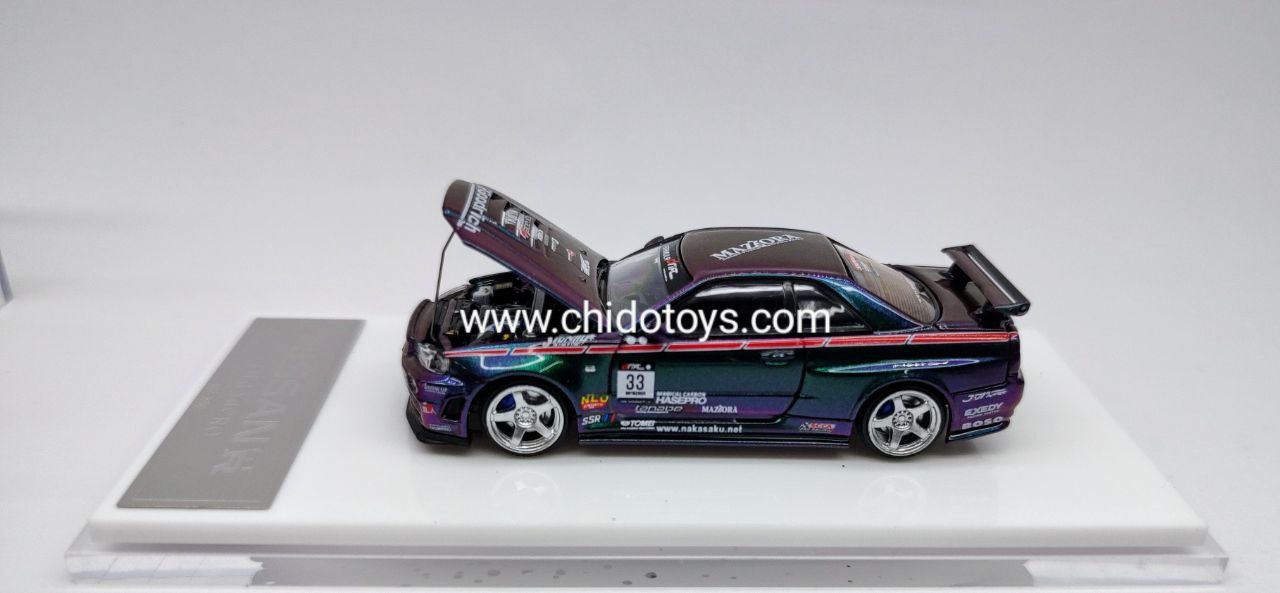 Auto a escala marca Time Micro, Modelo Nissan GT - R R34 - Chido Toys