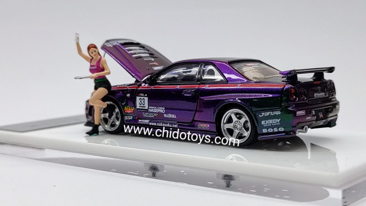 Auto a escala marca Time Micro, Modelo Nissan GT - R R34 - Chido Toys