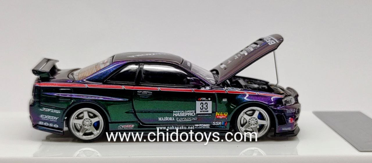 Auto a escala marca Time Micro, Modelo Nissan GT - R R34 - Chido Toys