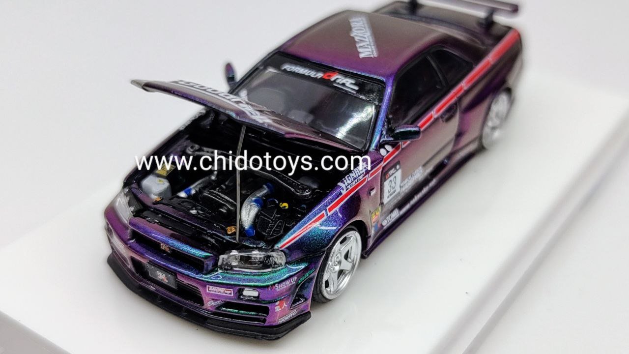 Auto a escala marca Time Micro, Modelo Nissan GT - R R34 - Chido Toys