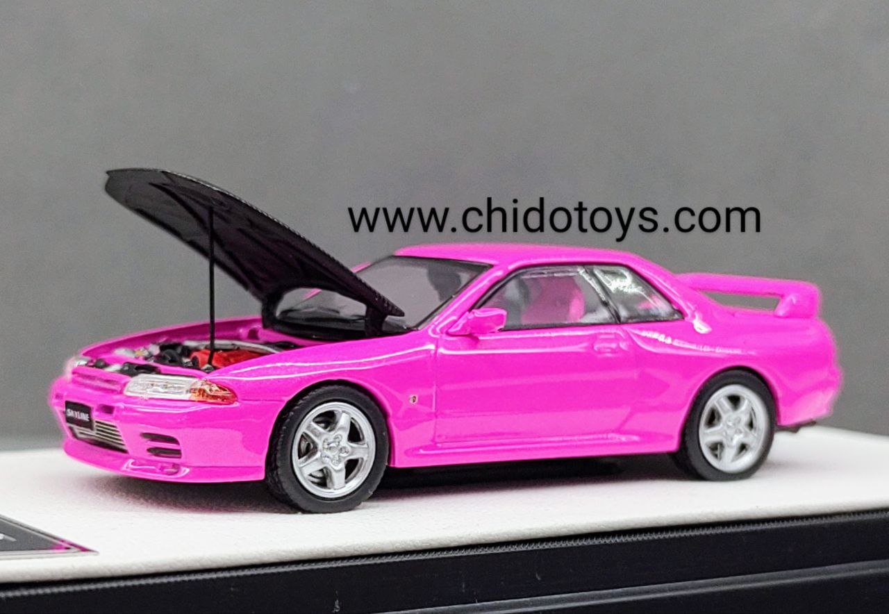 Auto a escala marca Time Micro Modelo Nissan GTR R32 Rose Pink - Chido Toys