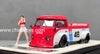 Time Micro Volkswagen T1 Pickup DATSUN BRE 1:64 rojo y blanco con llantas de goma, capelo acrílico y rines extra