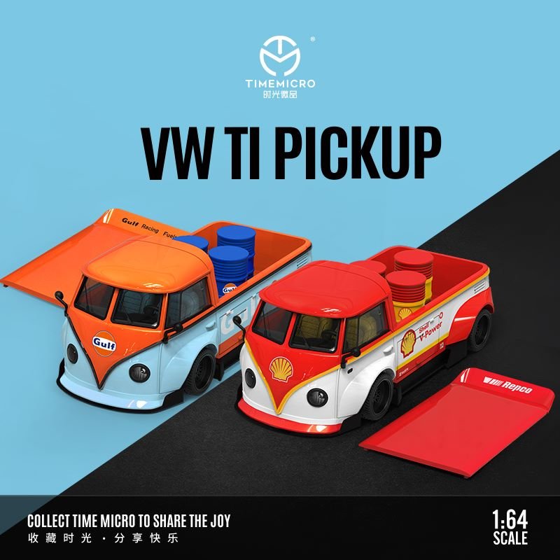 Auto a escala marca Time Micro, modelo V.W T1 Pickup Gulf / Shell - Chido Toys