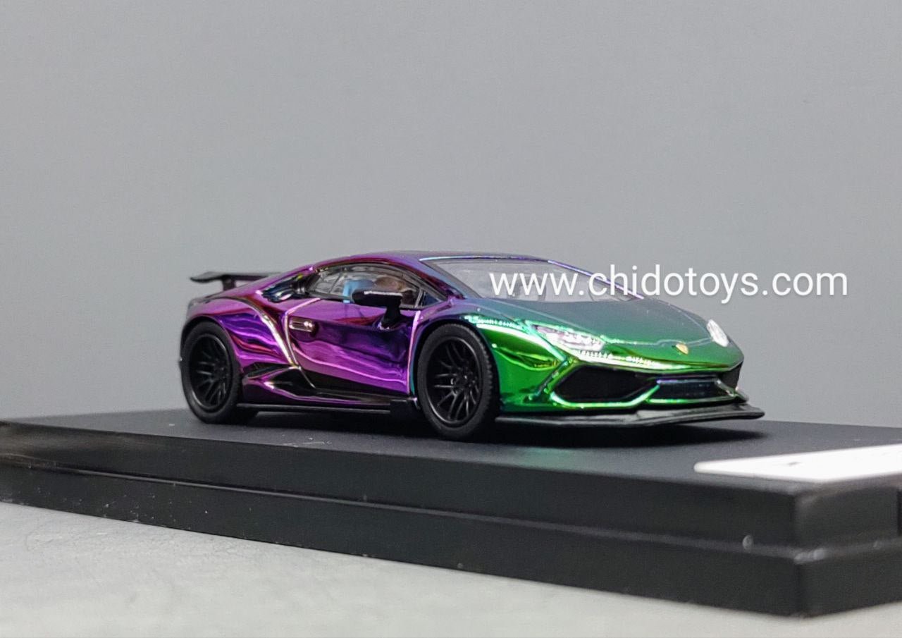 Auto a escala marca TPC Liberty Walk, Modelo Lamborghini LB610 Purple - Chido Toys