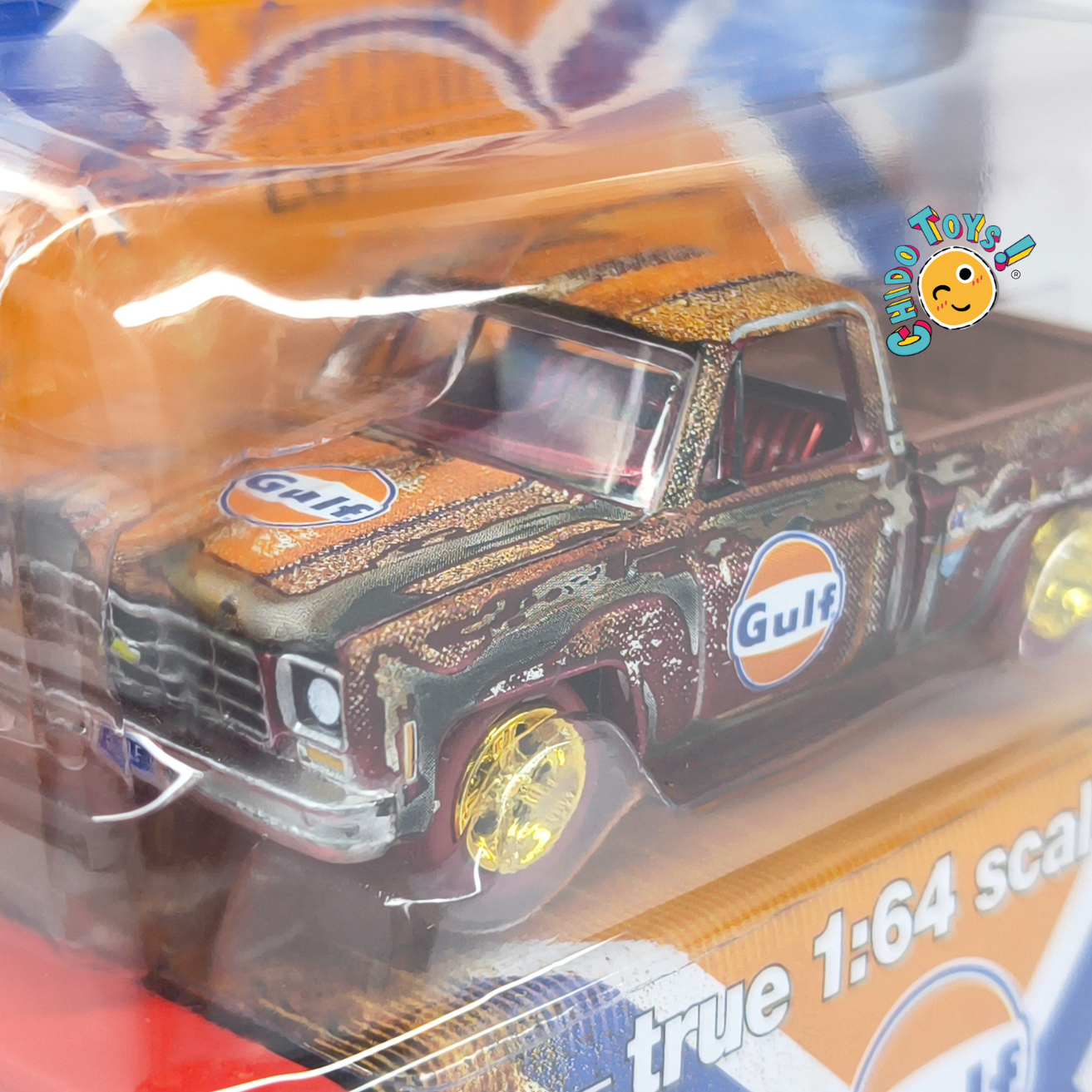 Auto World Chevy Silverado Fleetside 1978 Gulf CHASE 1:64 MiJo Exclusive - Chido Toys