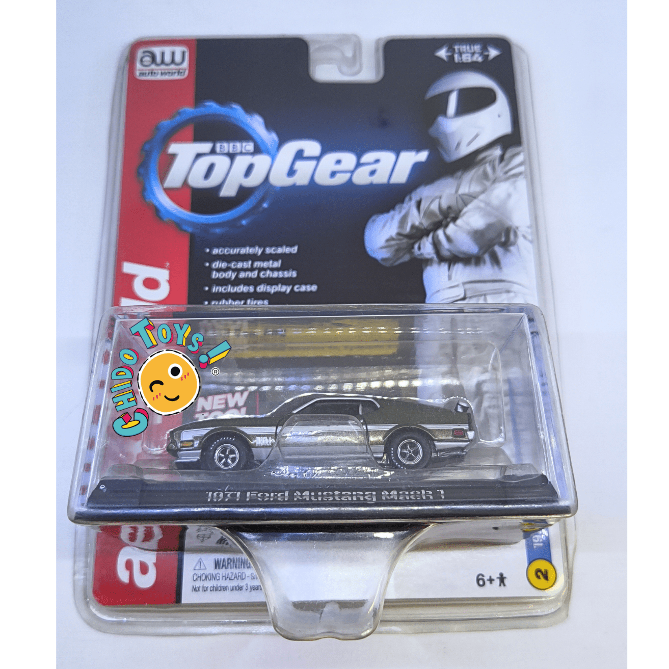 Auto World Top Gear 1971 Ford Mustang Mach 1 1:64 verde - Chido Toys