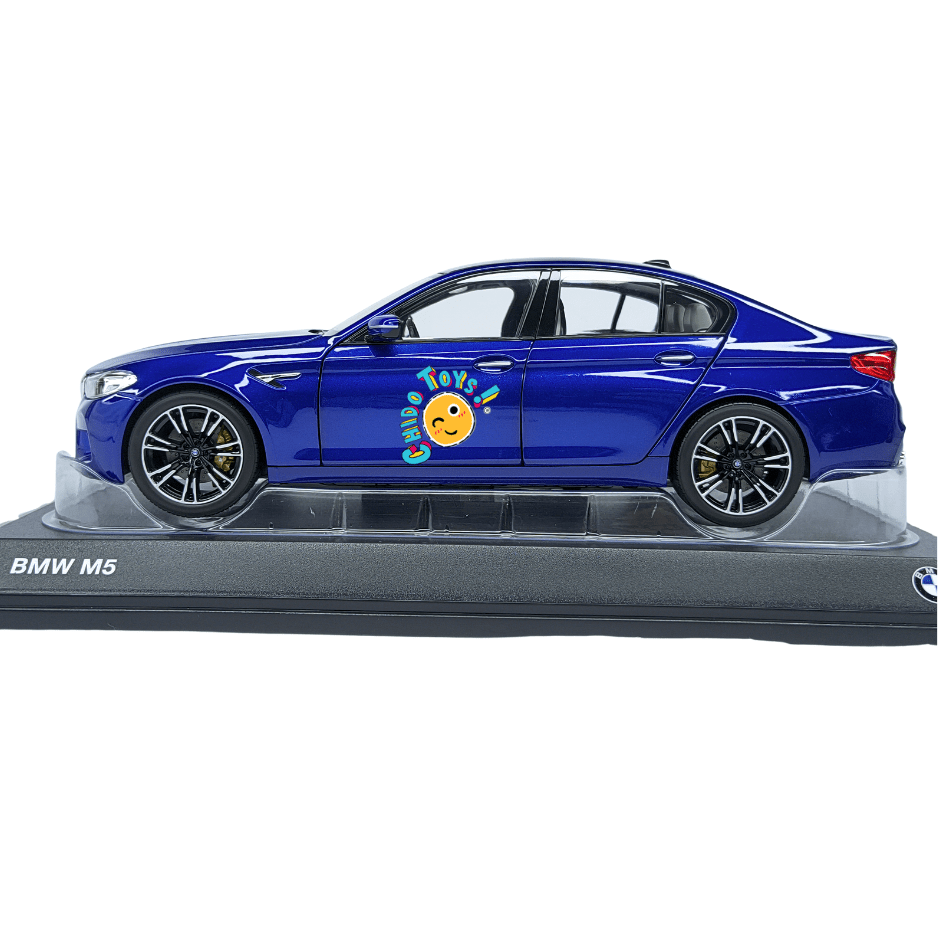BMW M5 F90 Norev Dealer Edition 1:18 Marina Bay Blue apertura total - Chido Toys