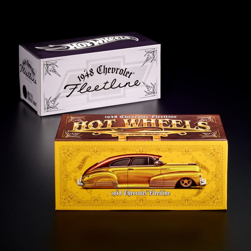 Hot Wheels RLC 1948 Chevrolet Fleetline 1:64 Spectraflame Gold con suspensión ajustable