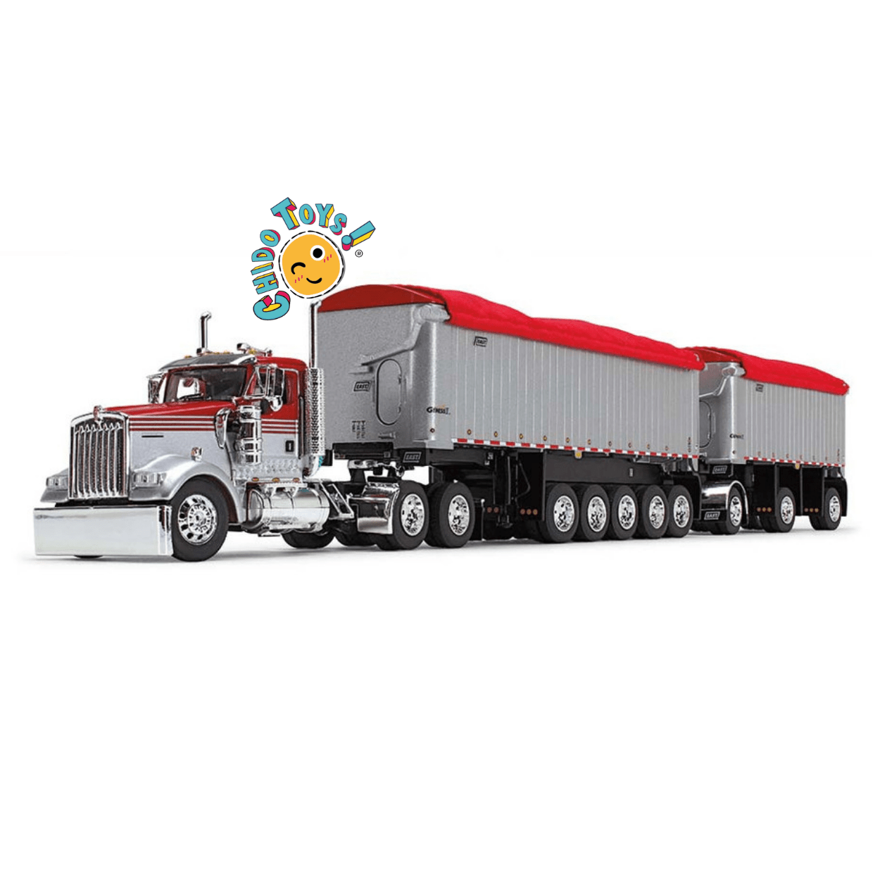 Camión Peterbilt con doble tolva East Dump Trailer a escala 1:64 – Réplica de colección con detalle realista - Chido Toys