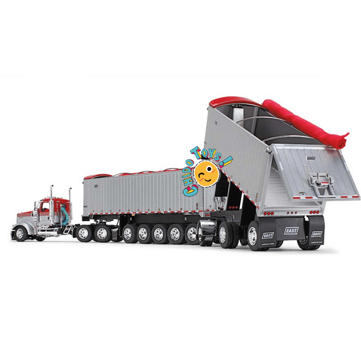 Camión Peterbilt con doble tolva East Dump Trailer a escala 1:64 – Réplica de colección con detalle realista - Chido Toys