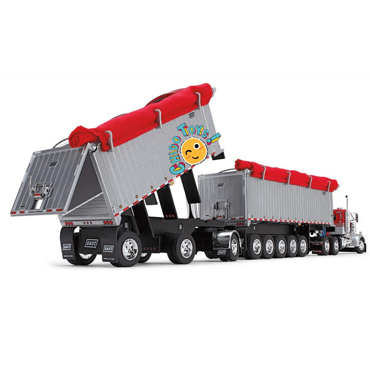Camión Peterbilt con doble tolva East Dump Trailer a escala 1:64 – Réplica de colección con detalle realista - Chido Toys