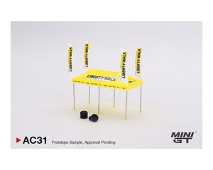 Carpa a escala marca Mini GT, Modelo Paddock Service Tent Set - LB Racing - Chido Toys