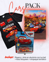 Cars Pack – Playera + Arte en Aluminio con LED 30×40 + Auto Lightning McQueen + Empaque temático (regalo listo) - Chido Toys