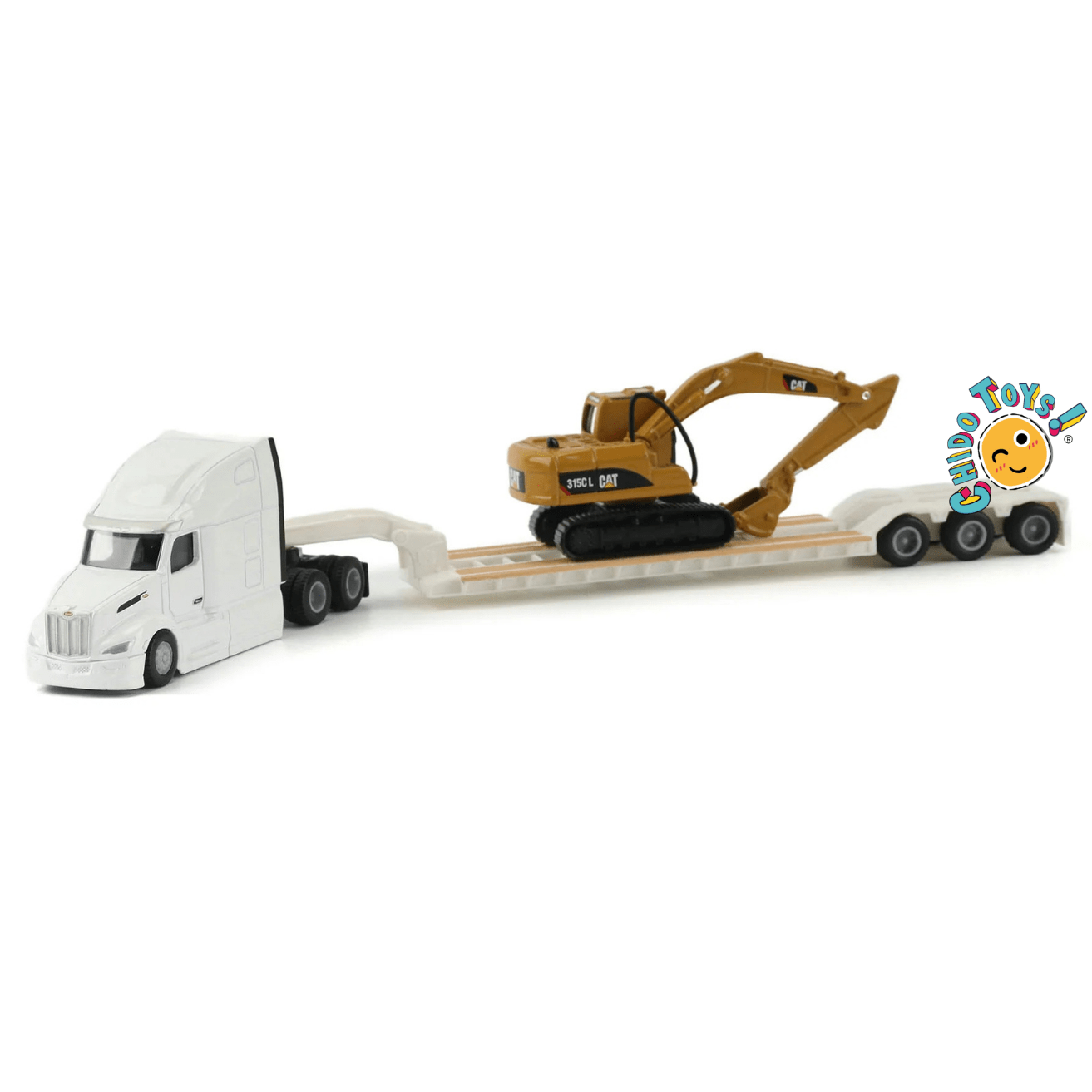 CAT Lowboy con Excavadora 315CL 1:87 metal con maquinaria - Chido Toys
