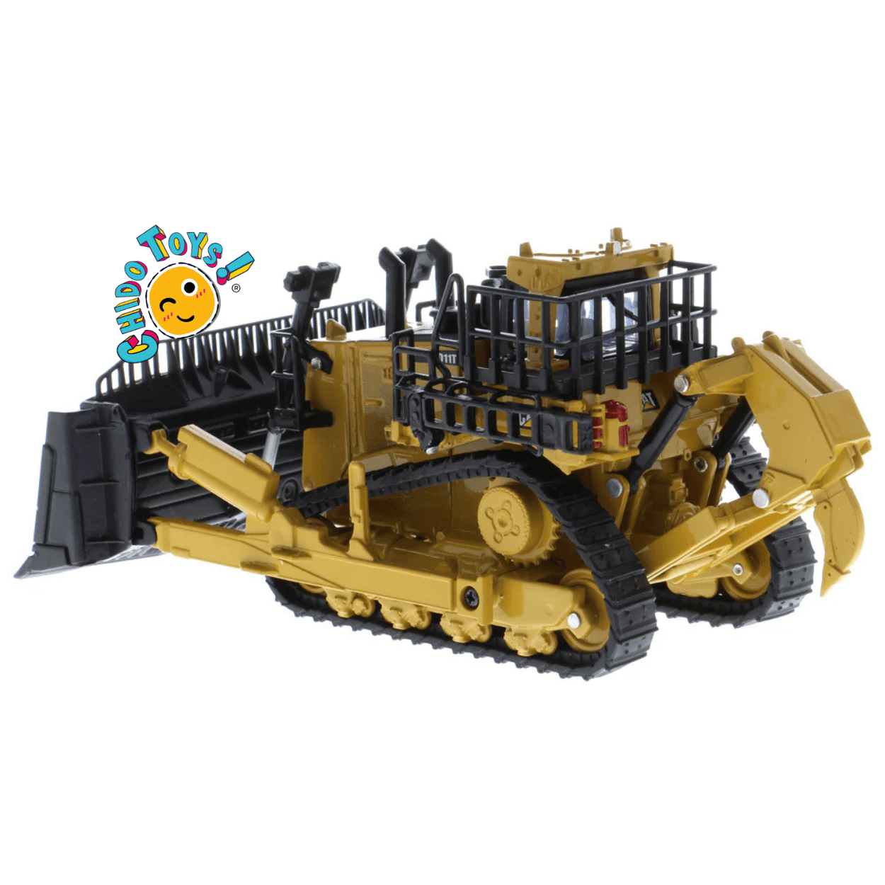 Caterpillar D11T Oficial a Escala 1:64 | Bulldozer de Metal con Accesorios Intercambiables - Chido Toys