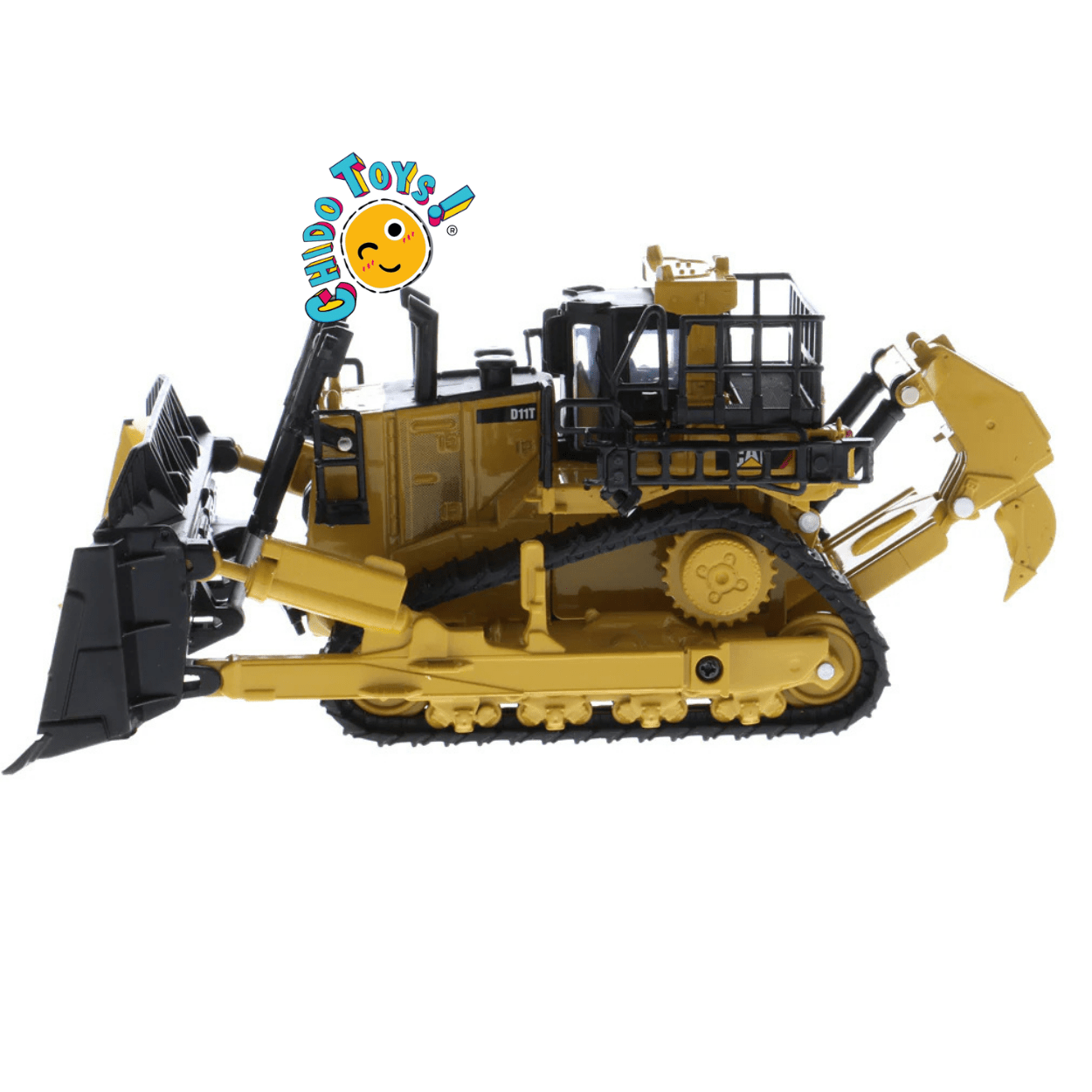 Caterpillar D11T Oficial a Escala 1:64 | Bulldozer de Metal con Accesorios Intercambiables - Chido Toys